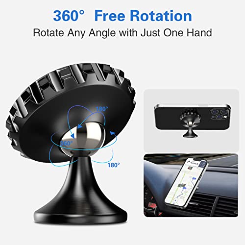 [2 Pack] Magnetic Phone Car Mount, Magnetic Phone Holder for Car with 8 Metal Plates, 360° Rotation Phone Mount for Car Dashboard Compatible with iPhone Samsung and Other Smartphones