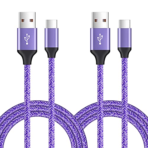 USB Type C Cable, Fast USB-C Charging Cord 2Pack 6FT Braided Phone Charger Cables for Samsung Galaxy A14 A13 A23 5G S23 S22 Ultra S21 S20 FE 5G S10 S9 Note 20 10, Pixel 7 6 Pro, Moto G Stylus