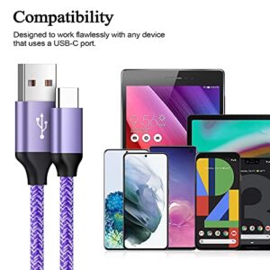 USB Type C Cable, Fast USB-C Charging Cord 2Pack 6FT Braided Phone Charger Cables for Samsung Galaxy A14 A13 A23 5G S23 S22 Ultra S21 S20 FE 5G S10 S9 Note 20 10, Pixel 7 6 Pro, Moto G Stylus