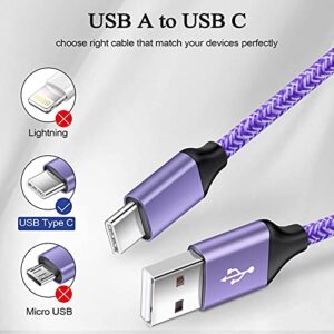 USB Type C Cable, Fast USB-C Charging Cord 2Pack 6FT Braided Phone Charger Cables for Samsung Galaxy A14 A13 A23 5G S23 S22 Ultra S21 S20 FE 5G S10 S9 Note 20 10, Pixel 7 6 Pro, Moto G Stylus