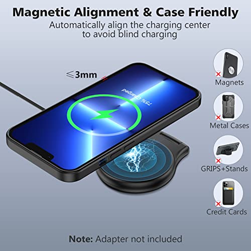 3 in 1 Magnetic Wireless Charger, Foldable Dual Magnetic Fast Wireless Charging Station Stand Pad Compatible with iPhone 14/13/12/Apple Watch Ultra/8/7/6/5/4/3/2/1/SE/AirPods/MagSafe Charger