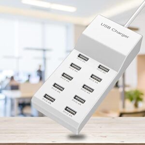 USB Charging Station Portable Charger USB Wall Charger Smart Charging Power Hub for Multiple Device 10-Port Desktop Charger 50W Charging Station Safe Block Compact for iPhone iPad Mobile Phone Tablet