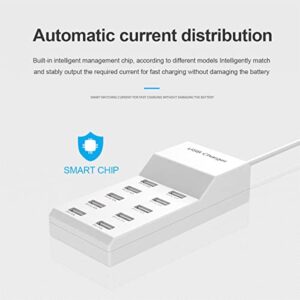 USB Charging Station Portable Charger USB Wall Charger Smart Charging Power Hub for Multiple Device 10-Port Desktop Charger 50W Charging Station Safe Block Compact for iPhone iPad Mobile Phone Tablet