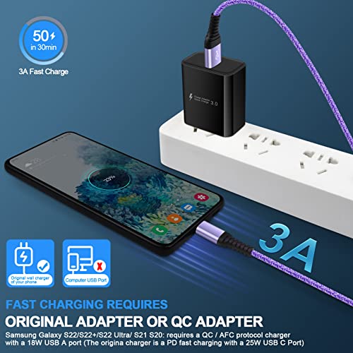 USB C Android Samsung Charger Cable,Type C Fast Charging Cord Long Phone Fast Charger Cables (3Pack,3/6/10FT) for Galaxy A14 5G S23 Ultra S23+ S23 A03S A53 A04S A13 A33 S22 S21,Google Pixel 7 6 Pro 6a