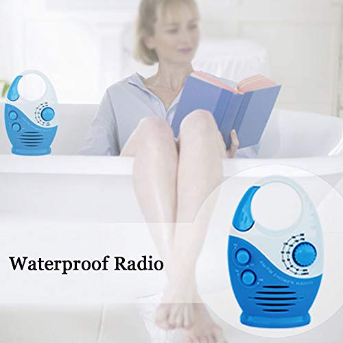 Shower Radio, Bathroom Radio AM FM, Waterproof Hanging Shower Radio Adjustable Volume