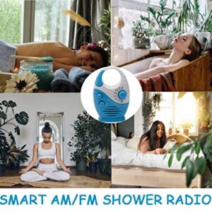 Shower Radio, Bathroom Radio AM FM, Waterproof Hanging Shower Radio Adjustable Volume