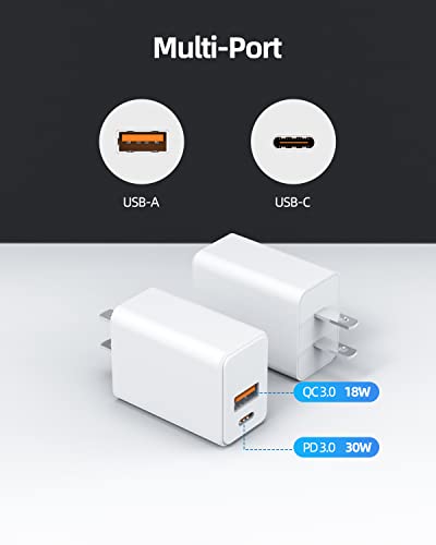 30W Fast Charger for Google Pixel 7 7 Pro 6 6 Pro 6a 5G 2022 Dual-Port Phone Watt PD Wall Type C Charging Plug Power Supply Adapter Cord(Cable Not Included)