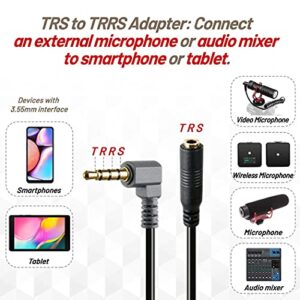 Sound harbor TRS to TRRS Adapter 3.5mm Microphone Converter Patch Cable Male to Female Audio Mic Cables for Mic to iPhone Android Smart Phones and iPad Tablets