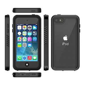 iPod Touch 7 Case Waterproof, DINGXIN IP68 Certified Waterproof Shockproof Dirtproof Snowproof Rugged Case for iPod Touch 7th Generation 2019 (Black)