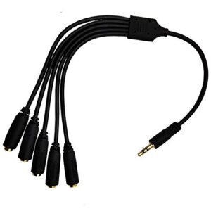 Traodin 3.5mm Splitter Cable, 1/8" TRS 3Pole 1 Male to 5 Female Audio Stereo Splitter Extension Cable 1 Input 5 Output for Headset 3.5mm Audio Headphone Cord(1Pcs) (3.5mm TRS 1M/5F)