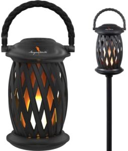 margaritaville tiki torch – waterproof bluetooth speaker, portable party speaker with flickering led lights, perfect for travel, parties, yards, and pools