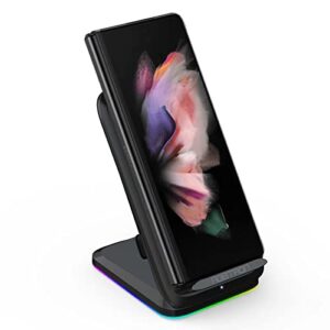 rgb wireless phone charger, 15w fast charging stand qi charger pad for iphone 14/13/se/12/11/x/xr/8/pro max/plus/mini, samsung galaxy s22/s21+/s20/s10/z flip/z fold/ultra/note/fe/pc gaming setup