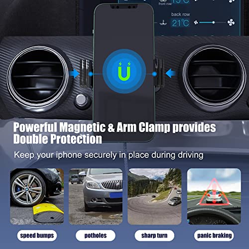 Mag-Safe Wireless Car Charger,Englear Magnetic 15W Fast Charging Car Charger Phone Holder, Auto-Clamping Air Vent Car Phone Holder for iPhone 14/13/12,13/12 Mini,14/13/12 pro,14/13/12 pro max,14 Plus