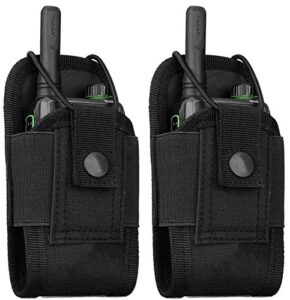 abcgoodefg molle radio holder walkie talkie pouch case for duty belt radio holster tactical hunting intercom bag (black-2 pack)