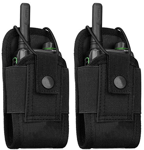 abcGoodefg Molle Radio Holder Walkie Talkie Pouch Case for Duty Belt Radio Holster Tactical Hunting Intercom Bag (Black-2 Pack)