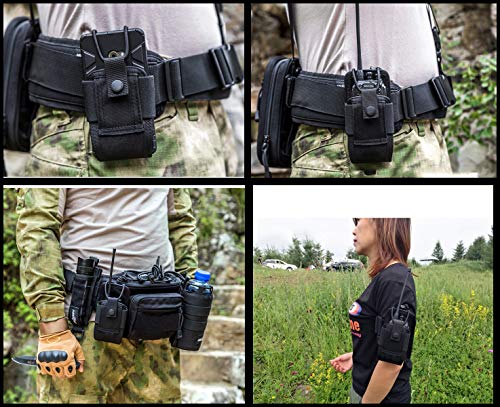 abcGoodefg Molle Radio Holder Walkie Talkie Pouch Case for Duty Belt Radio Holster Tactical Hunting Intercom Bag (Black-2 Pack)