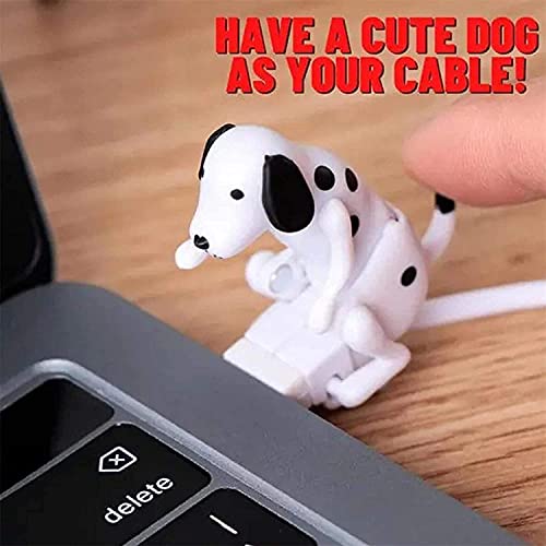 AWMSKONG Funny Humping Dog Fast Charger Cable,Portable Stray Dog Charging Cable,Dog Toy Smartphone USB Cable Charger,for iPhone Android Type-C Various Models Phones. (White, Micro USB)