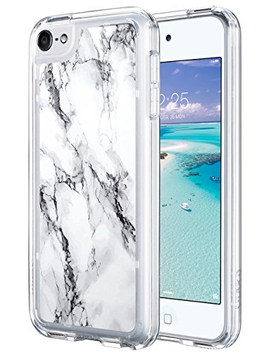 ULAK iPod Touch 7 Case, iPod Touch 6 Case Marble, iPod Touch 5 Case Slim Anti-Scratch Clear Case with Shockproof Bumper, Hybrid Protective Cases for iPod Touch 7th/6th/5th Generation, Marble Pattern