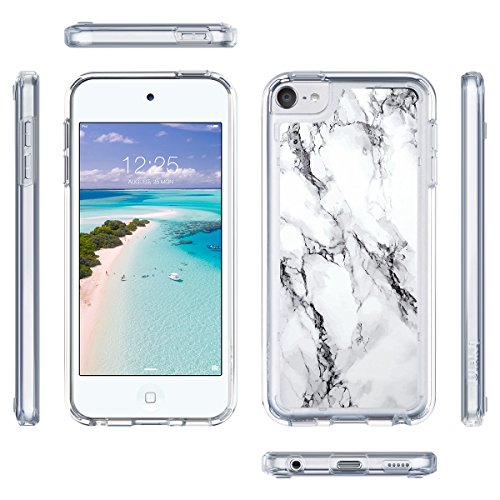 ULAK iPod Touch 7 Case, iPod Touch 6 Case Marble, iPod Touch 5 Case Slim Anti-Scratch Clear Case with Shockproof Bumper, Hybrid Protective Cases for iPod Touch 7th/6th/5th Generation, Marble Pattern
