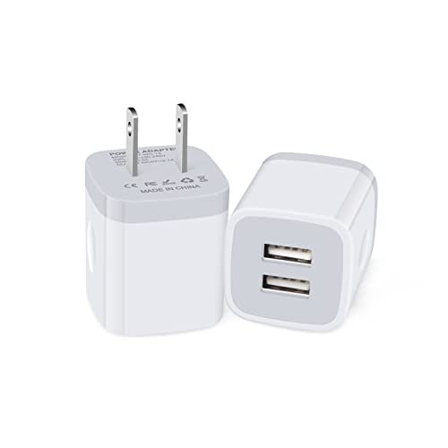 2.1A Dual Port USB Wall Fast Charger Block for iPhone 14 13 12 11 Pro Max,2Pack Android Phone USB Cube Power Adapter Charger Plug for Samsung Galaxy S23 S22 Ultra S21 A54 A34 A53 A14 5G,Pixel 7 Pro 6a