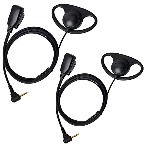 HYS D-Ring Walkie Talkie Earpiece, Law Enforcement Headset with PTT Mic for Motorola T200TP T260 T100 T100TP T402 T460 T465 T600 T605 T800 Talkabout Radio(Pack of 2)