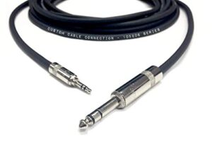 1 foot pro audio 1/4 inch (6.35mm) trs to 1/8 inch (3.5mm) trs balanced cable by custom cable connection