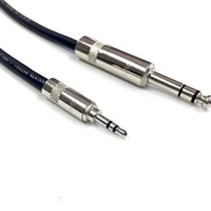 1 Foot Pro Audio 1/4 inch (6.35mm) TRS to 1/8 inch (3.5mm) TRS Balanced Cable by Custom Cable Connection