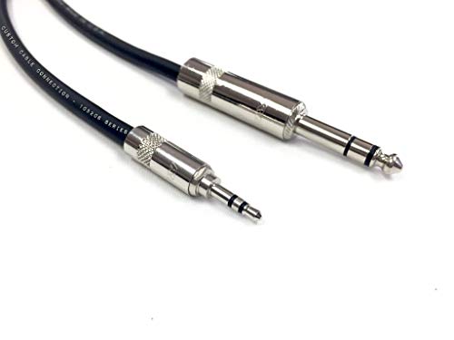 1 Foot Pro Audio 1/4 inch (6.35mm) TRS to 1/8 inch (3.5mm) TRS Balanced Cable by Custom Cable Connection