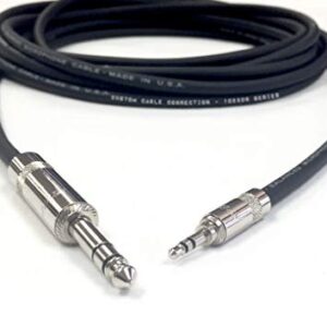 1 Foot Pro Audio 1/4 inch (6.35mm) TRS to 1/8 inch (3.5mm) TRS Balanced Cable by Custom Cable Connection