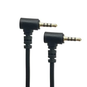 Seadream 2.5mm Audio Cable Coiled 2Pack Coiled 2.5mm to 2.5mm Double Angled Male to Male TRRS Stereo Headset Headphone Jack Gold Plated Connector Wire Cord Plug Cable 4 Pole
