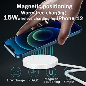 Magnetic Wireless Charger,15W Max Wireless Charging Pad,Compatible with MagSafe Charger for iPhonee 13/13 Mini/13 Pro/13 Pro max/iPhonee 12/12 Mini/12 Pro/12 Pro max/AirrPods pro (No Adapter)