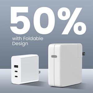 65W USB Wall Charger multiport，Three-Port Foldable Fast Charger for iPhone 13/12/11/Pro Max,XS/XR/X/8/7/6/6S,iPad Pro,AirPods Pro,MacBook,Samsung Galaxy,LG,Huawei,HTC,Android Phones,Dell XPS 13