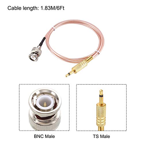 uxcell BNC Male to 3.5mm 1/8inch Mono TS Male Coaxial Power Audio Cable 1.83Meter/6Ft