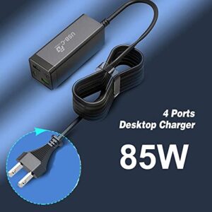 85W USB C Charger, URVNS GaN Tech PD 65W PPS 33W QC 18W Fast Charger Desktop USB-C Charging Station for iPhone 14 Plus 13 12 Pro Max, Samsung, MacBook, iPad and More