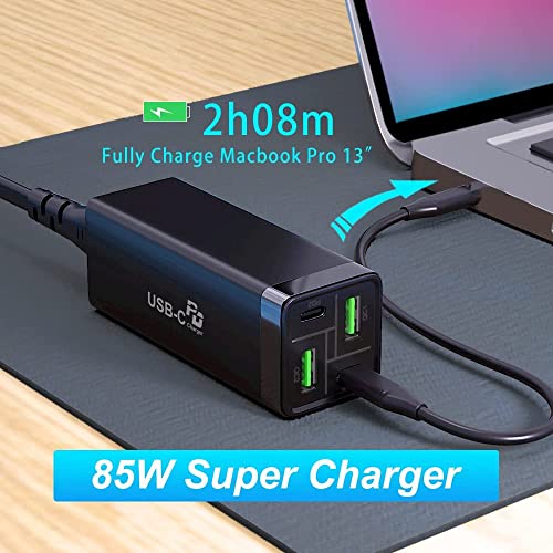 85W USB C Charger, URVNS GaN Tech PD 65W PPS 33W QC 18W Fast Charger Desktop USB-C Charging Station for iPhone 14 Plus 13 12 Pro Max, Samsung, MacBook, iPad and More