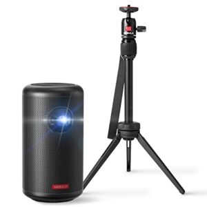 anker nebula capsule max with anker nebula capsule series adjustable tripod stand, aluminum alloy portable projector stand