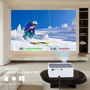 [Electronic Focus] 4K Projector WiFi and Bluetooth, 1080P 12000L Full HD Projector Support 450 ANSI 300" Sync Screen & Zoom, Compatible with VGA, HDMI, USB, Computer, iOS & Android Smartphone