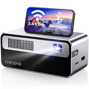 crenova wifi projector with bluetooth,170 ansi lumen home projector, portable mini dlp projector 1080p supported with 7000 mah built-in battery & ±45°auto keystone for iphone, android,ipad, ps4, pc