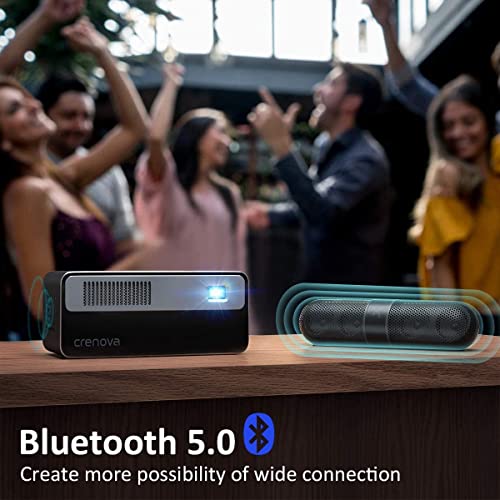 Crenova WiFi Projector with Bluetooth,170 ANSI Lumen Home Projector, Portable Mini DLP Projector 1080p Supported with 7000 mAh Built-in Battery & ±45°Auto Keystone for iPhone, Android,iPad, PS4, PC
