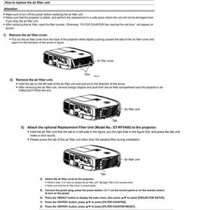 Projector New Air Filter ET-RFV400 for PANASONIC PT-VW530 PT-VW535N PT-VX600 PT-VX605N PT-VZ570 PT-VZ575N by ZECARFA