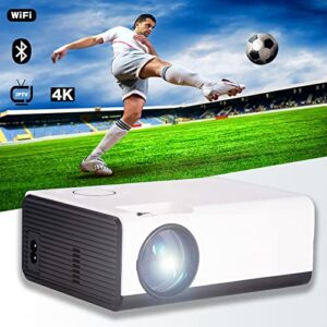 dreamosa projector with iptv apps preinstalled, 10000+ global live videos, 5500 lumens 1080p hd protable home theater support 150’’ screen, android 9.0 os builtin 2.4g/5g dual wifi and bluetooth 4.1