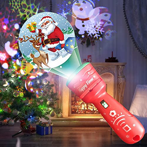 Christmas Flashlight Projector for Kids,21 Patterns Mini Card Slideshow Christmas Projector Flashlight with Christmas Tree Reindeer,Santa Claus,Snowman Pattern, for Kids Toddler