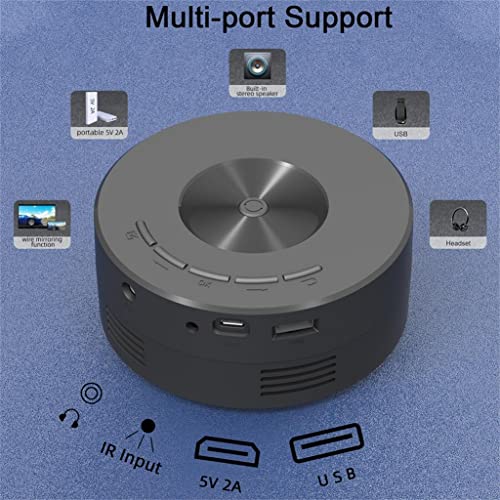 CXDTBH Black LED Projector Support 1080P Home Theater Media Player Home Wired Same Screen Projector