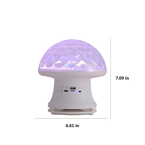 Mushroom Projector Light Lamp, Colorful Lights Stars Night Light Projector with Remote Control & Bluetooth Speaker, Bluetooth 5.0 Compatible with TFCard & USB Flash Drive (White)