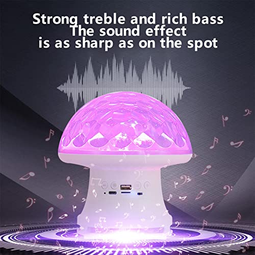 Mushroom Projector Light Lamp, Colorful Lights Stars Night Light Projector with Remote Control & Bluetooth Speaker, Bluetooth 5.0 Compatible with TFCard & USB Flash Drive (White)