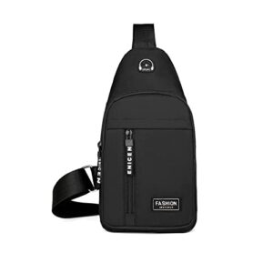 Men's Strap Bag Crossbody Backpack with Headphone Hole Waterproof Chest Bag Hiking Backpack