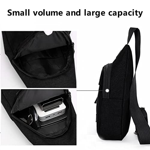 Men's Strap Bag Crossbody Backpack with Headphone Hole Waterproof Chest Bag Hiking Backpack