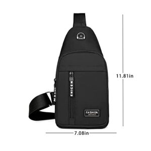 Men's Strap Bag Crossbody Backpack with Headphone Hole Waterproof Chest Bag Hiking Backpack