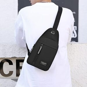 Men's Strap Bag Crossbody Backpack with Headphone Hole Waterproof Chest Bag Hiking Backpack