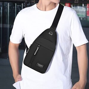 Men's Strap Bag Crossbody Backpack with Headphone Hole Waterproof Chest Bag Hiking Backpack